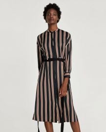 striped tunic with belt x at Zara